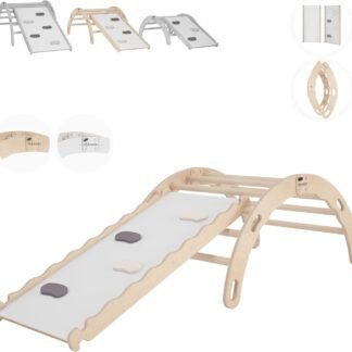 Eco Wooden 3-in-1 Climbing Triangle, Arch Rocker & Slide Set
