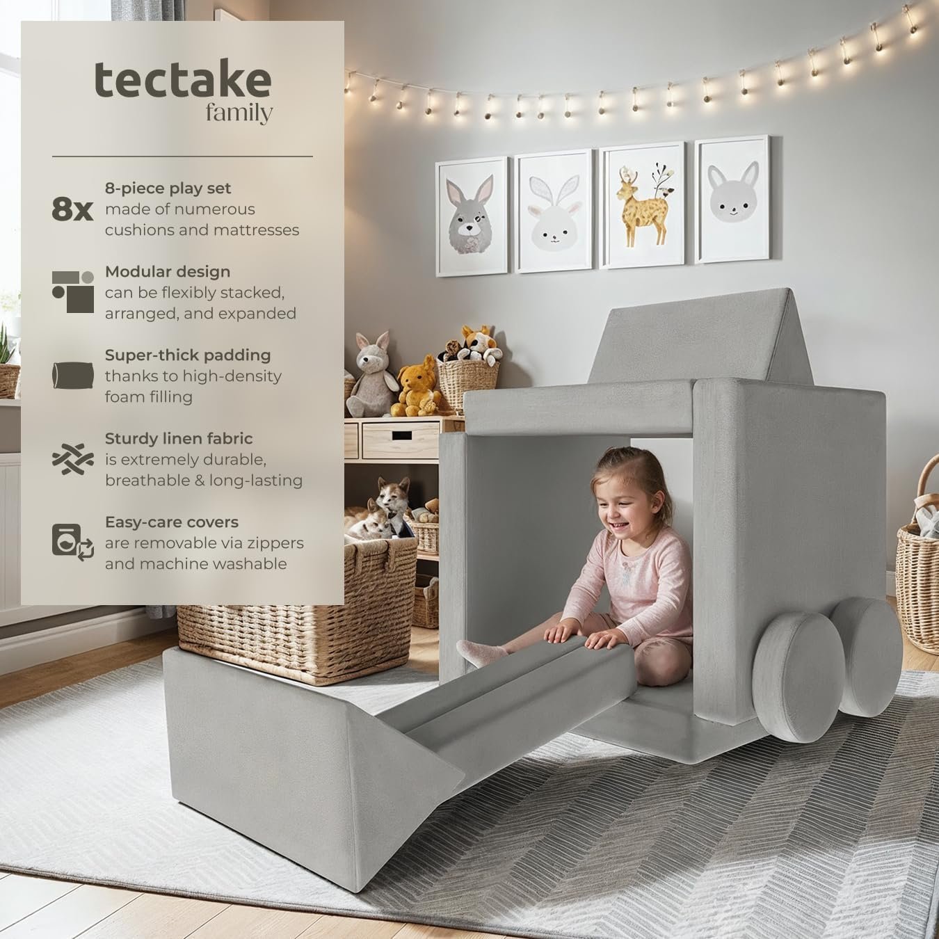 8-Piece Modular Soft Play Sofa & Foldable Tumble Mat - Image 3